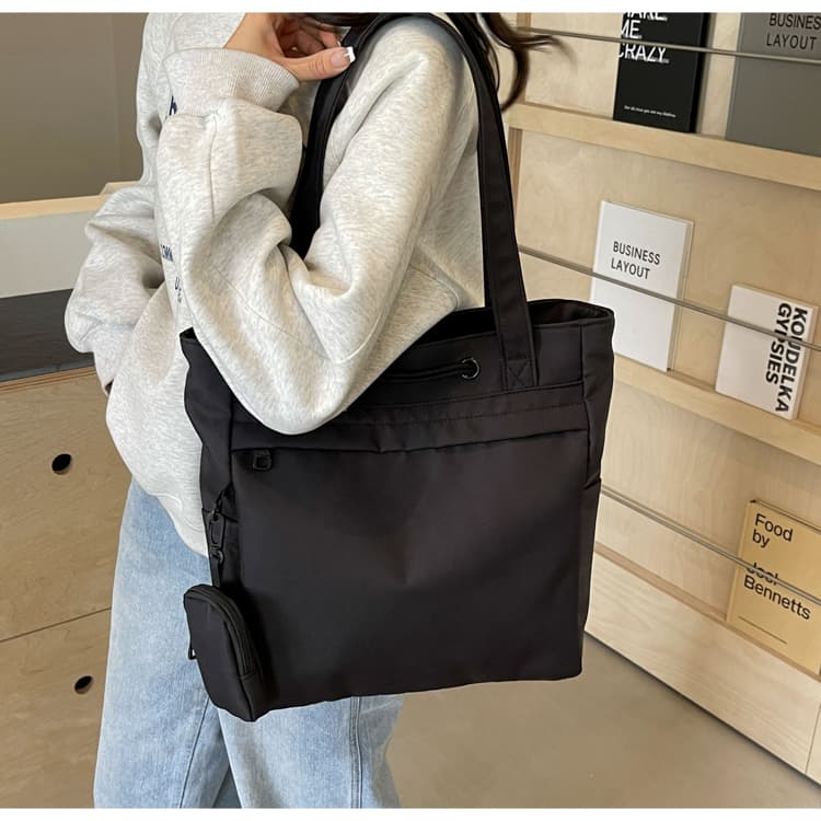2wayバッグ シンプル二層ミニポーチ付きショルダー
