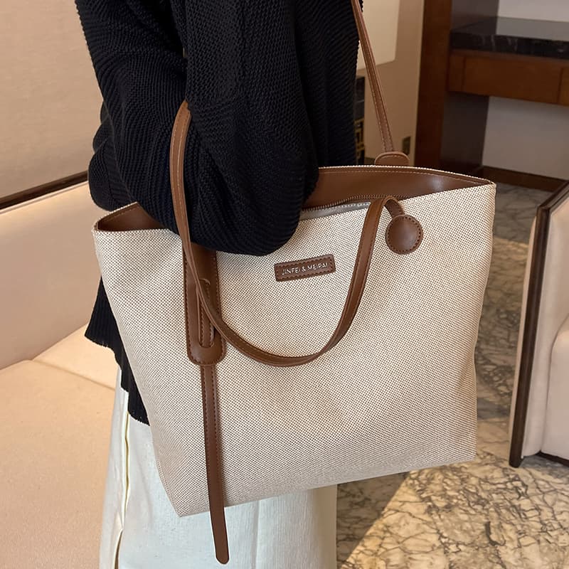 2wayバッグ シンプル上品な肩掛けキャンバストート