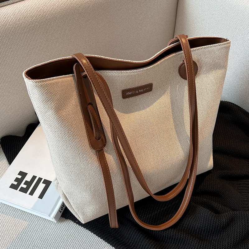 2wayバッグ シンプル上品な肩掛けキャンバストート